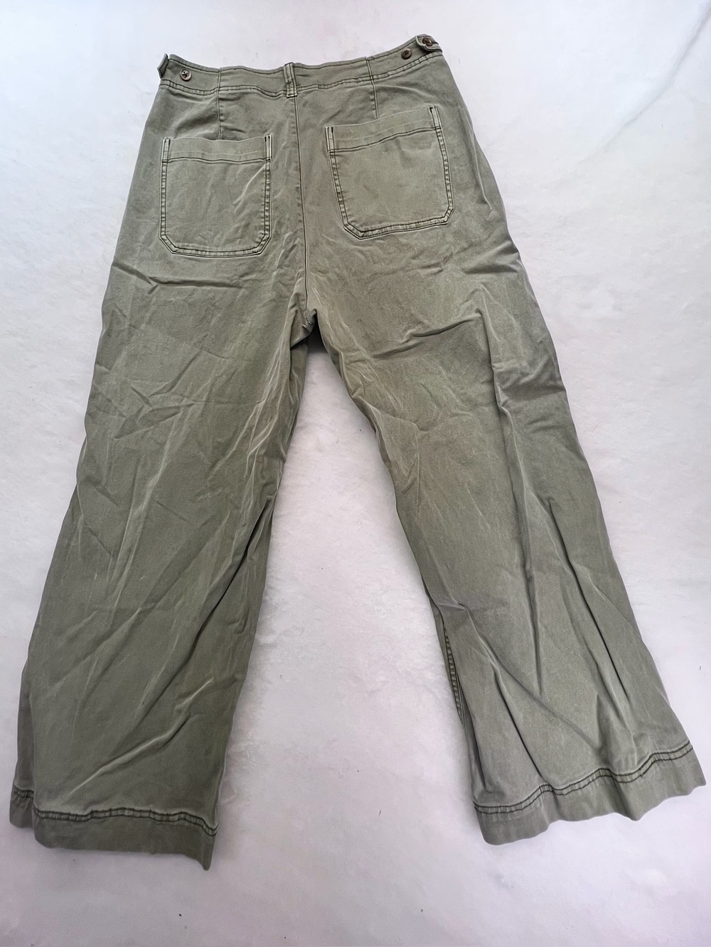 Old Navy Womens High Rise Wide Leg Pants Olive Green Size 12 Twill Chino - Picture 3 of 8